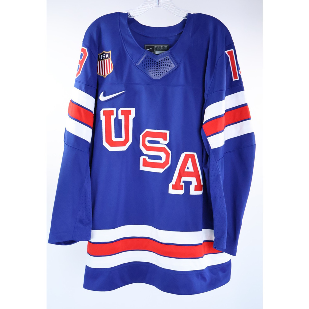Nike Team USA Matthew Tkachuk #19 Blue Hockey Jersey Size L NWOT
